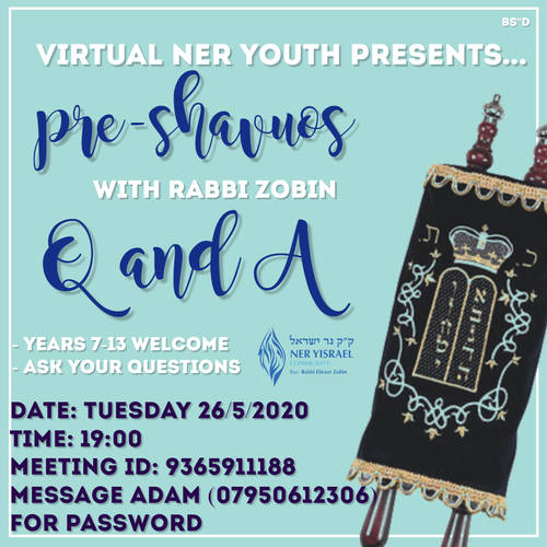 Banner Image for Youth - Pre Shavuot Q & A with Rabbi Zobin