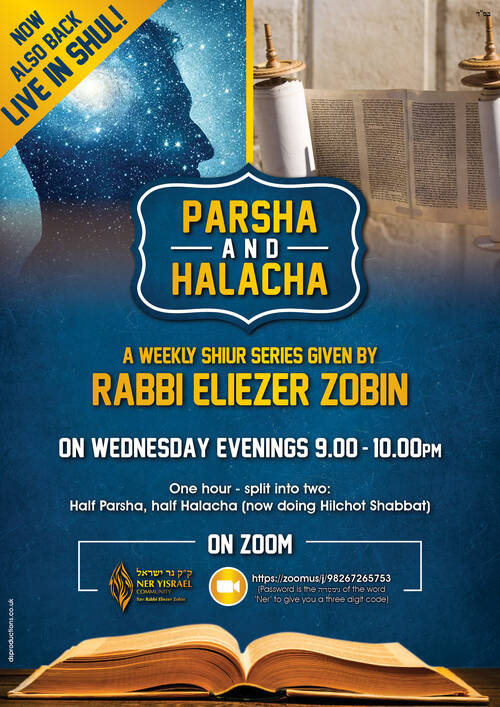 Banner Image for PARSHA/HALACHA SHIUR given by Rabbi Zobin