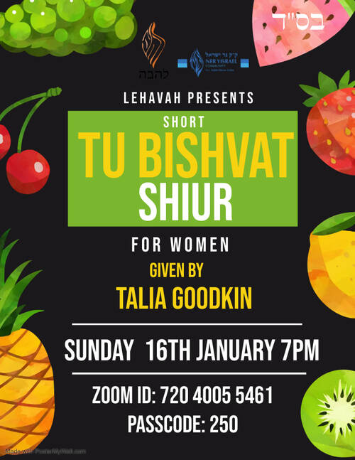 Banner Image for Short Tu Bishvat Shiur for Women given by Talia Goodkin