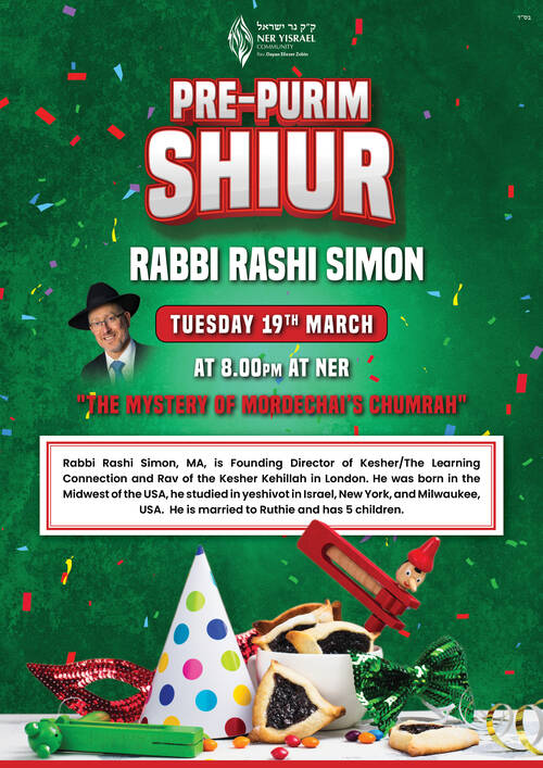 Banner Image for Pre-Purim Shiur by RABBI RASHI SIMON - 